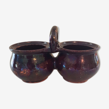 Double pot in varnished sandstone