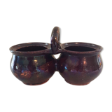 Double pot in varnished sandstone