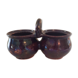 Double pot in varnished sandstone