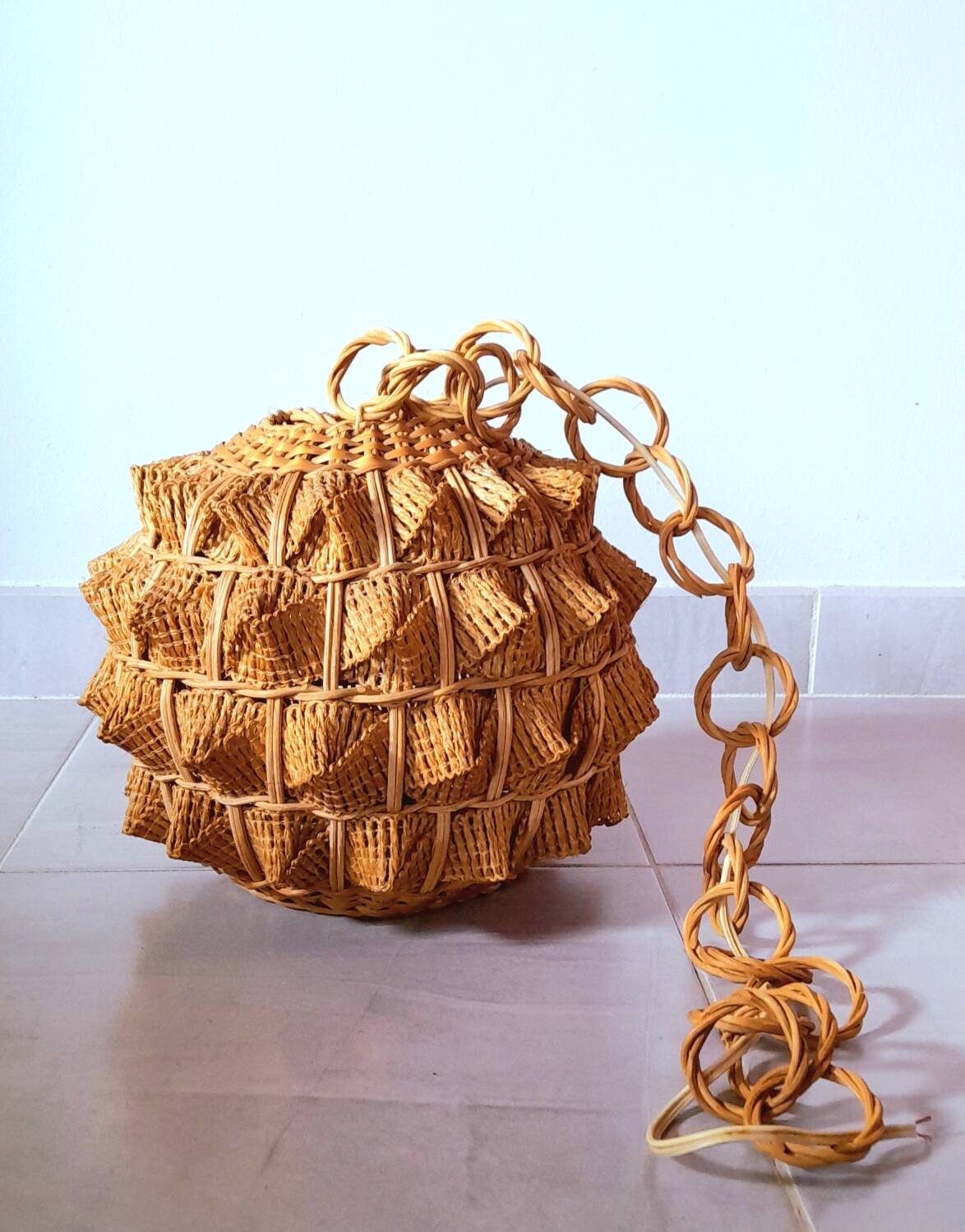Scandinavian hanging rope and rattan 60s