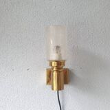 Brass applique with 1970 glass lampshade