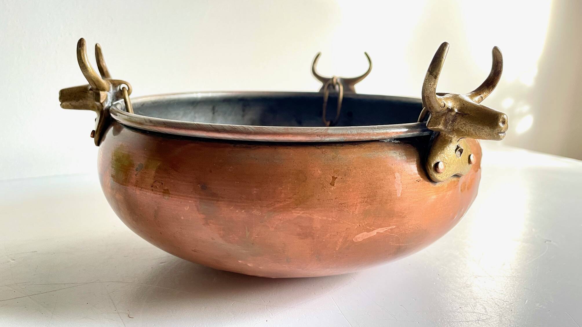 Vintage 3 buffalo hanging planter
