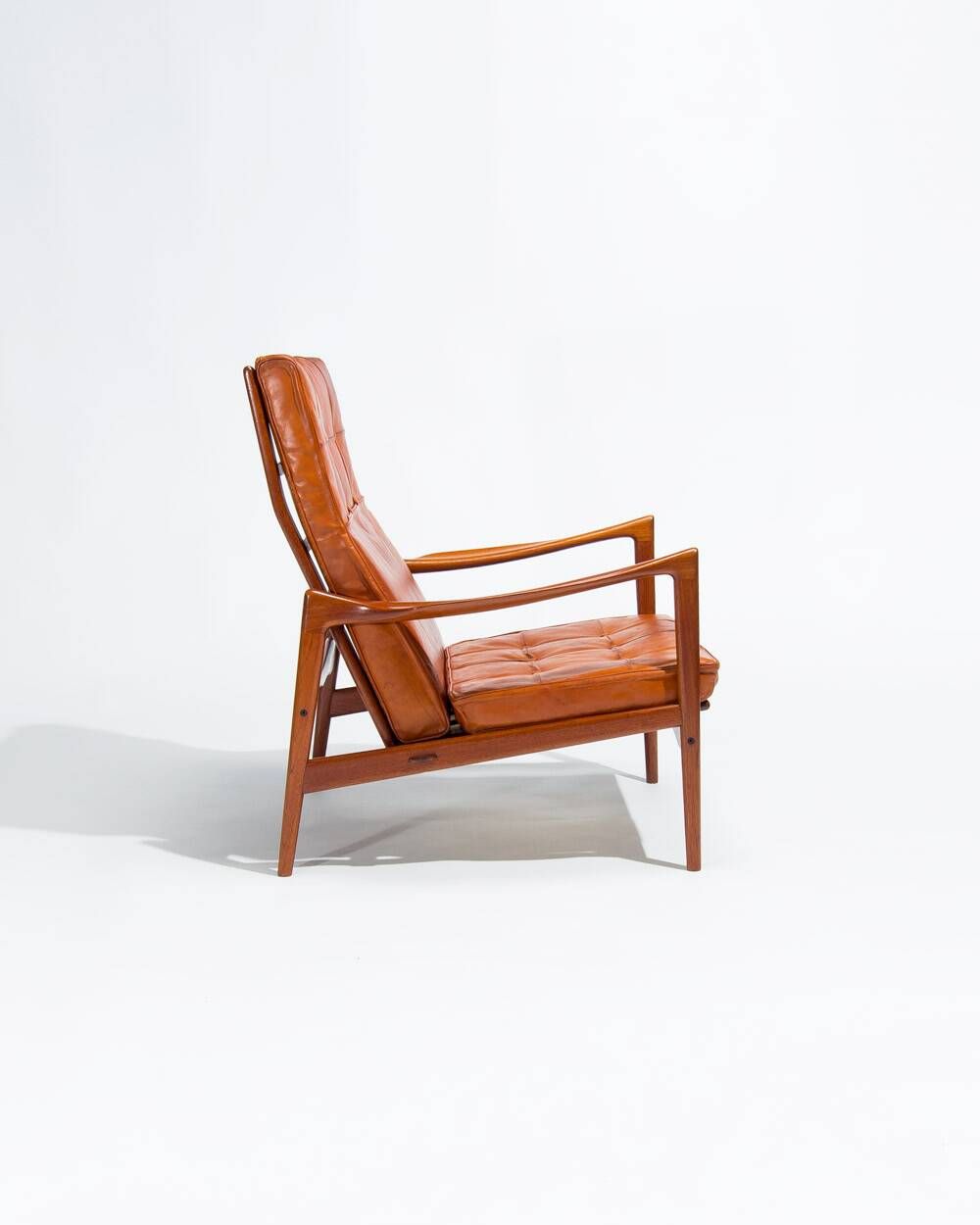 Ib Kofod Larsen Teak and Leather Lounge Chair, Swedish 1950s