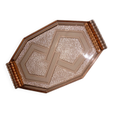 Art Deco pink glass transparent dish