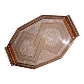 Plat transparent en verre rose art-déco