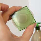 Carafe et 2 verres en verre vert et marron modèle original