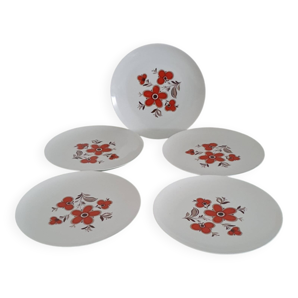 Lot de 5 assiettes plates - Faïencerie Arzberg 1960/70