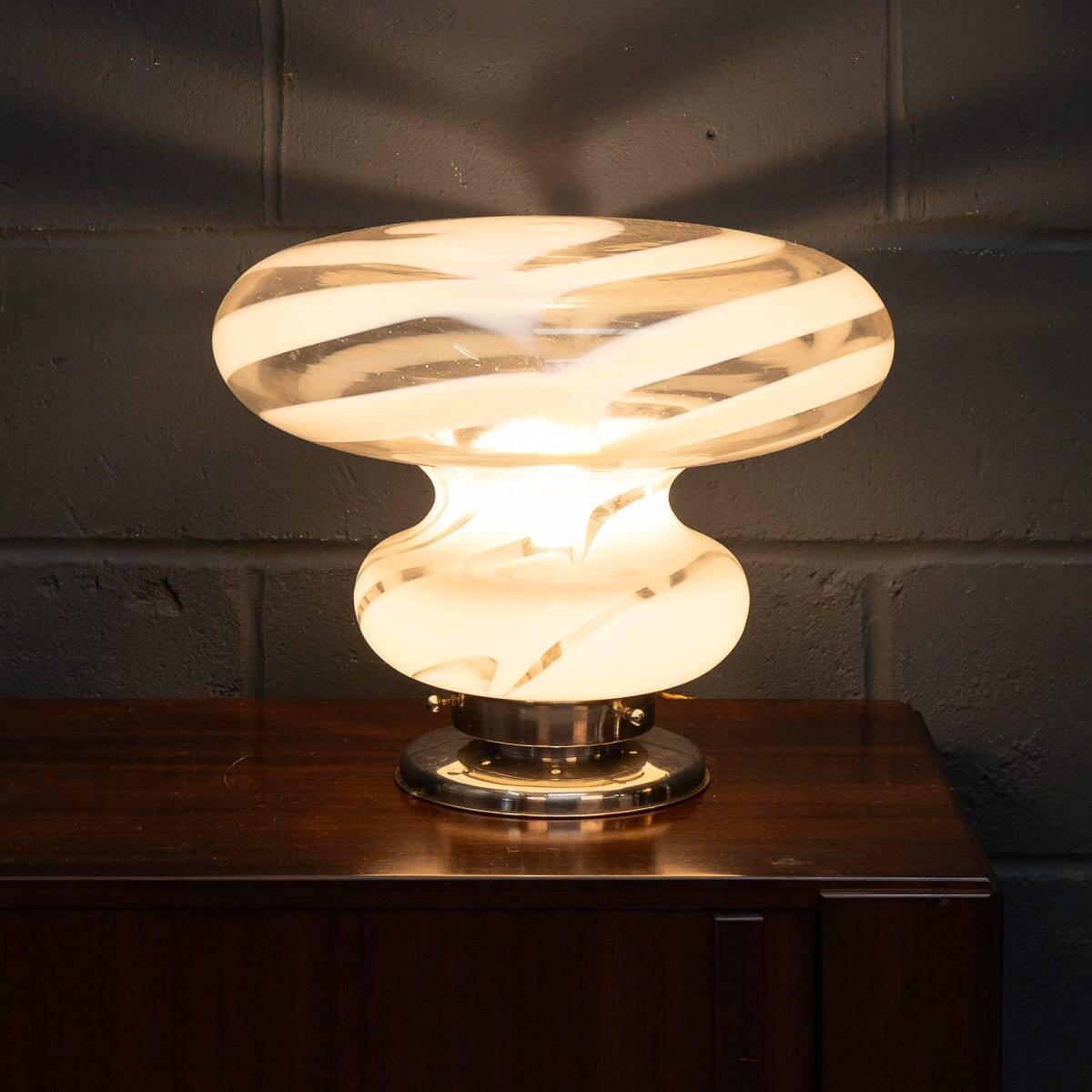 Vintage 20thc italian hand blown glass table lamp, murano c.1970