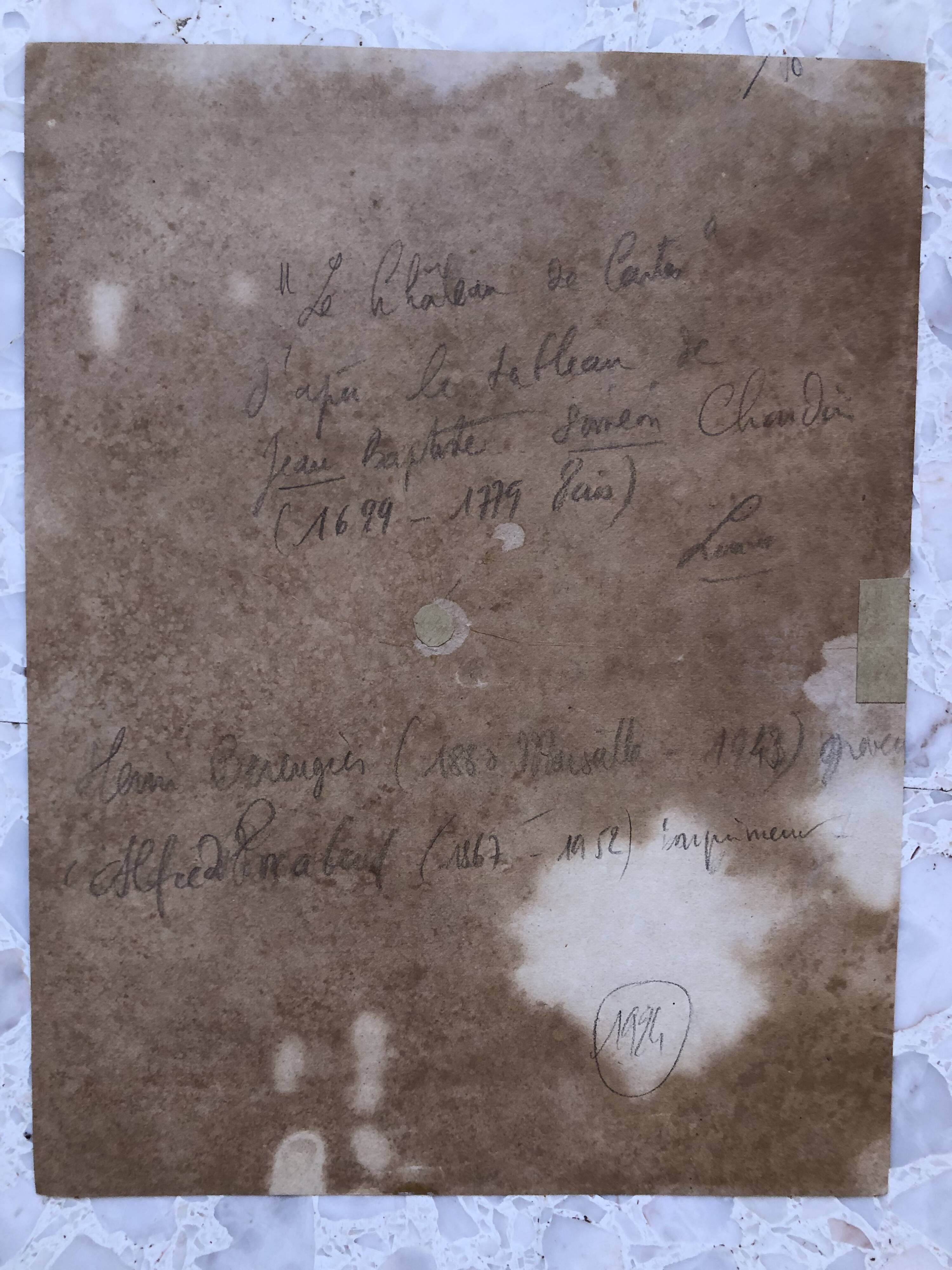 Engraving 1924 le chateau de cartes after chardin, signed berengier pencil, litho etching burin