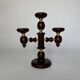 Vintage brutalist wooden candelabrum with gold hardware.