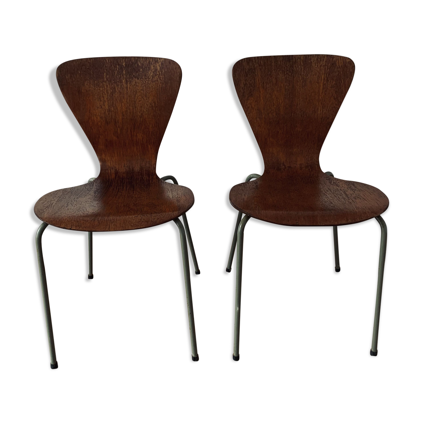 Pair of 3107 chairs - wood & metal