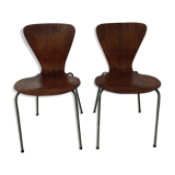 Pair of 3107 chairs - wood & metal
