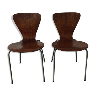 Pair of 3107 chairs - wood & metal