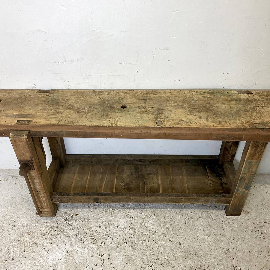 Old solid oak workbench