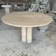 Cream travertine round column leg dining table