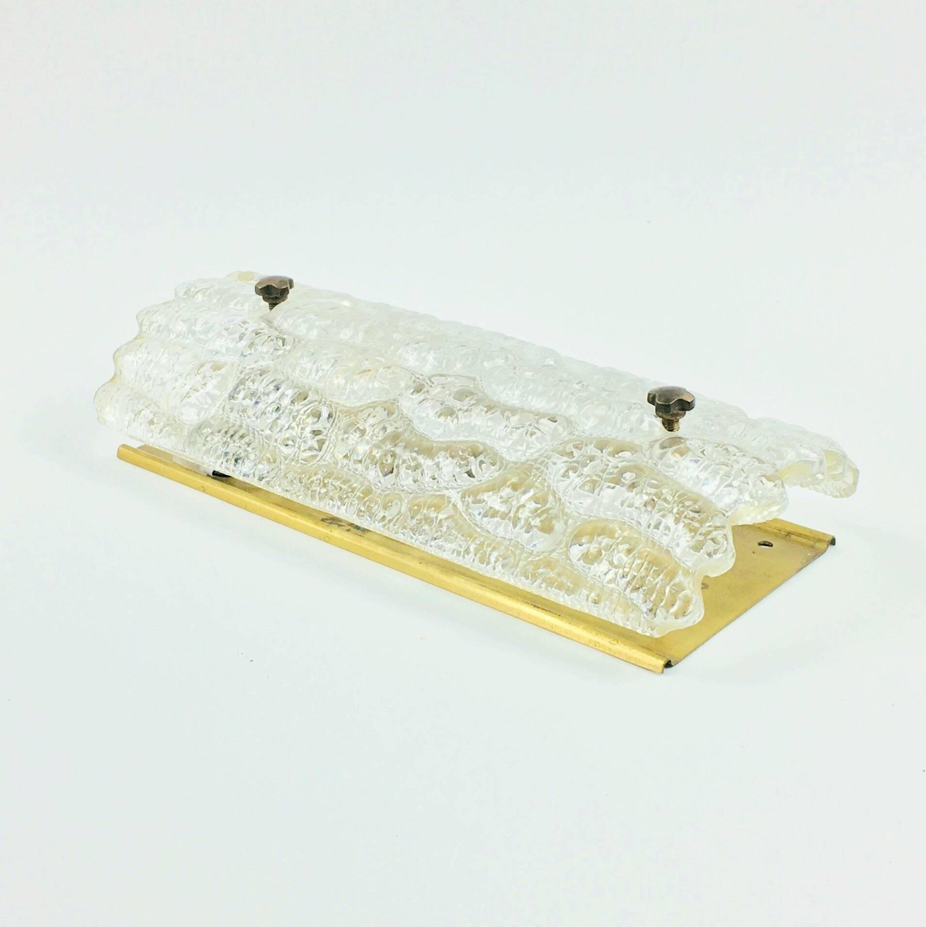 Mid Century Scandinavian Glass & Brass Wall Light by Carl Fagerlund, 1960s