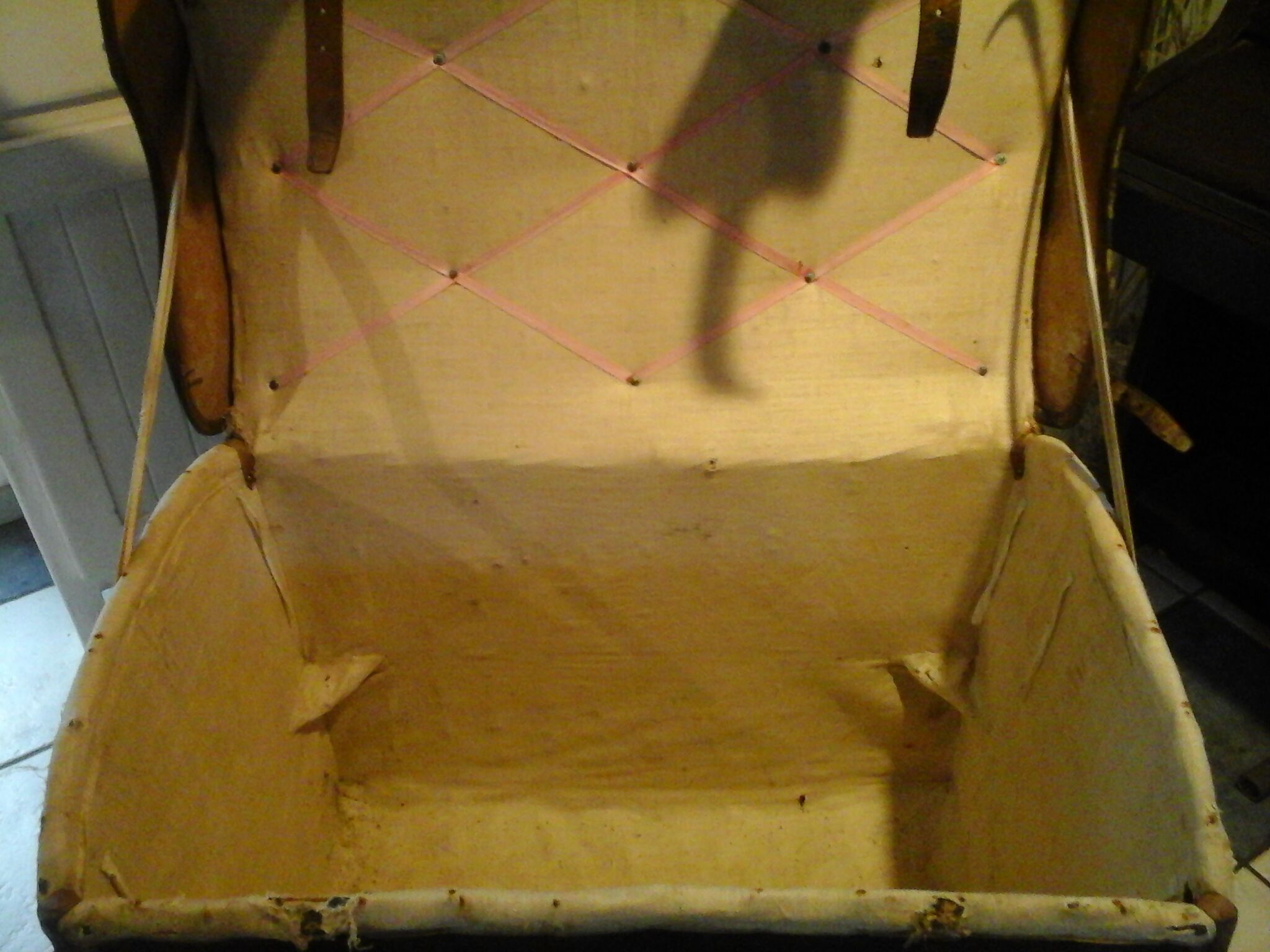 Leather travel trunk