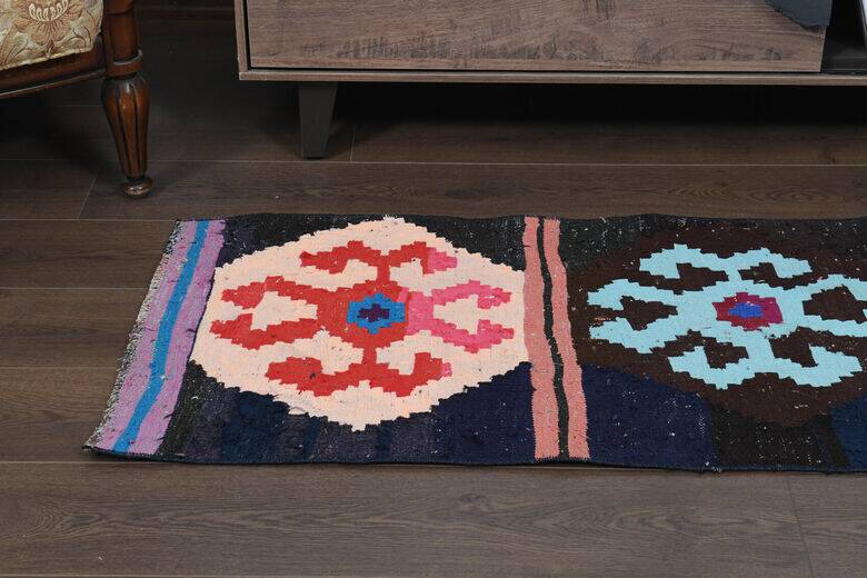 Tapis couloir kilim Oushak à tissage plat 58x268 cm