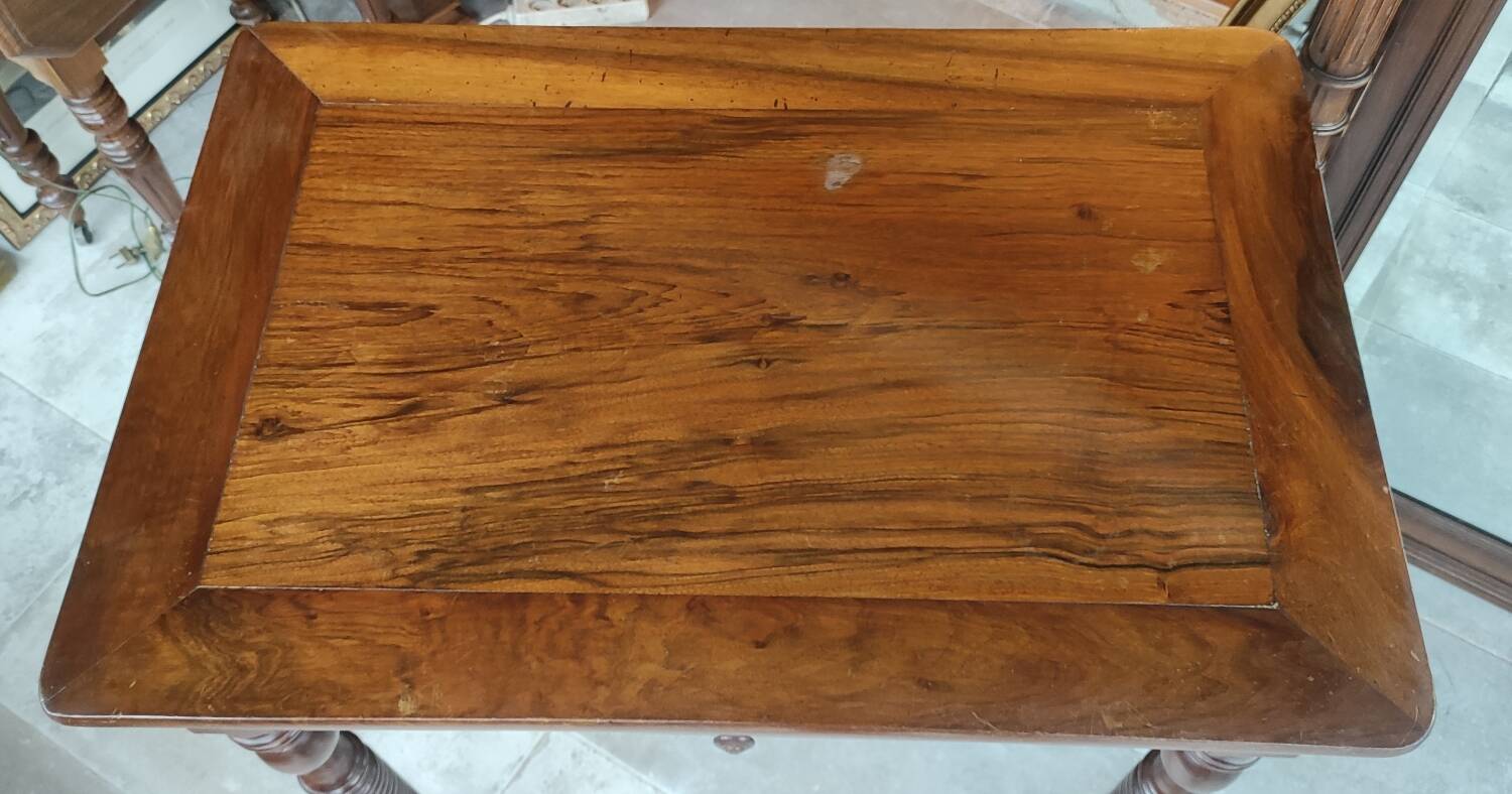 Old office side table/1 drawer/turned wood feet