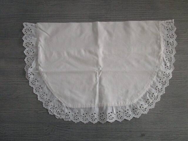 Antique embroidered half-moon crib pillowcase