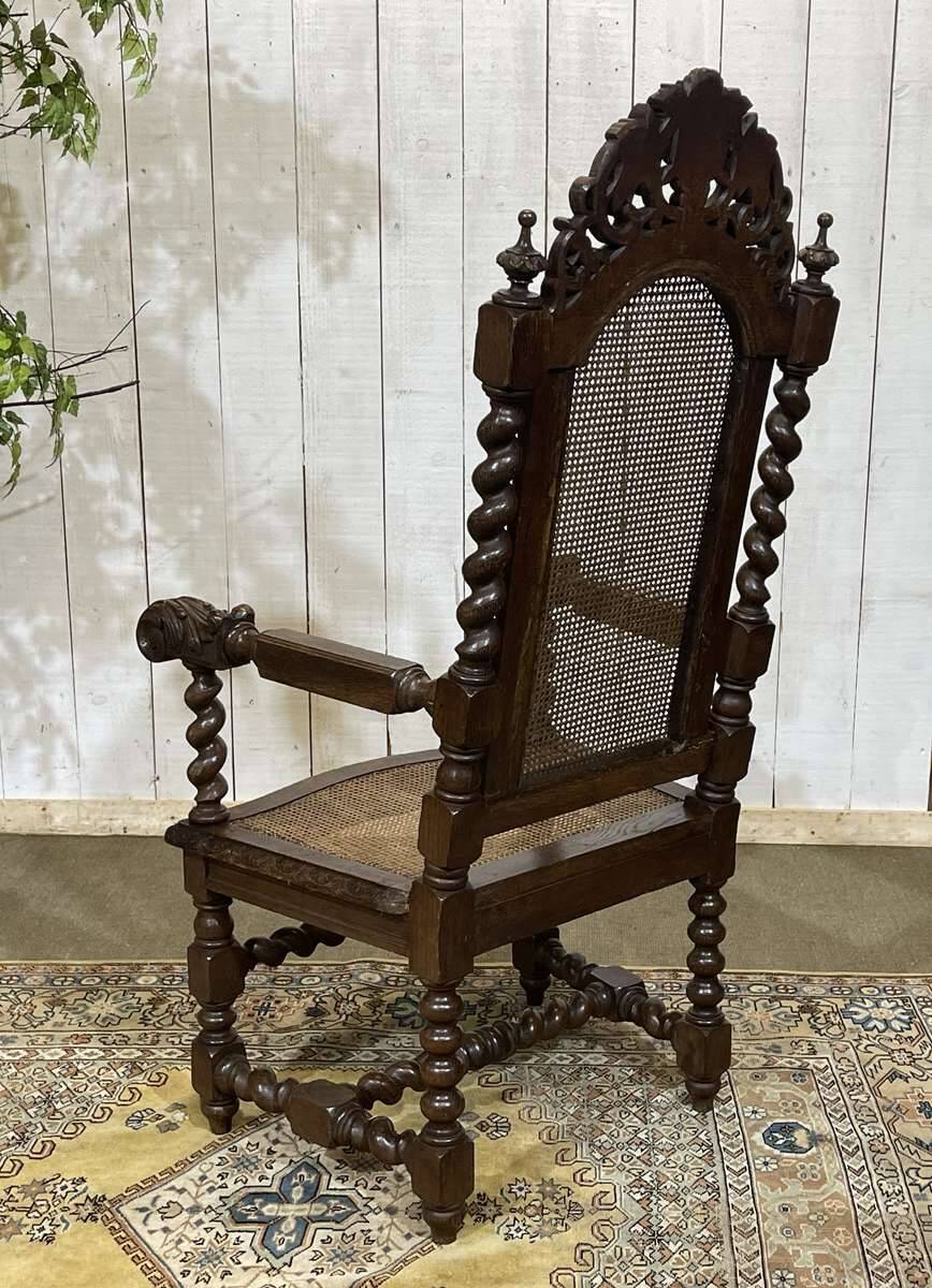 Louis XIII style armchair in oak - early 20th century