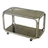 Table basse Space Age avec chrome et verre fumé