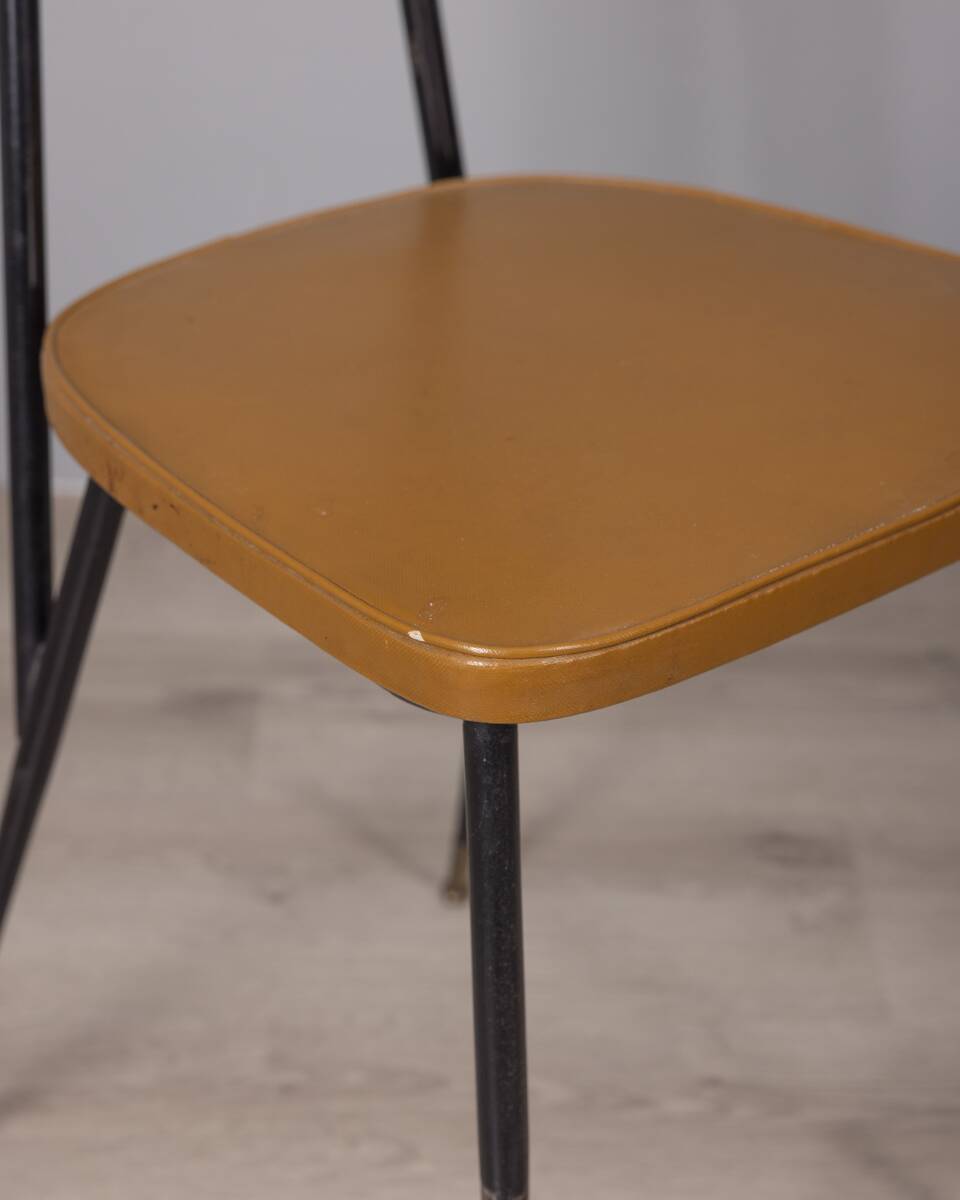 SET OF 6 VINTAGE 1960S METAL AND LEATHER CHAIRS, ITALIAN DESIGN
