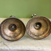 Pair of silvered bronze candlesticks in the Louis XVI style signed Voisenet, 19th century.