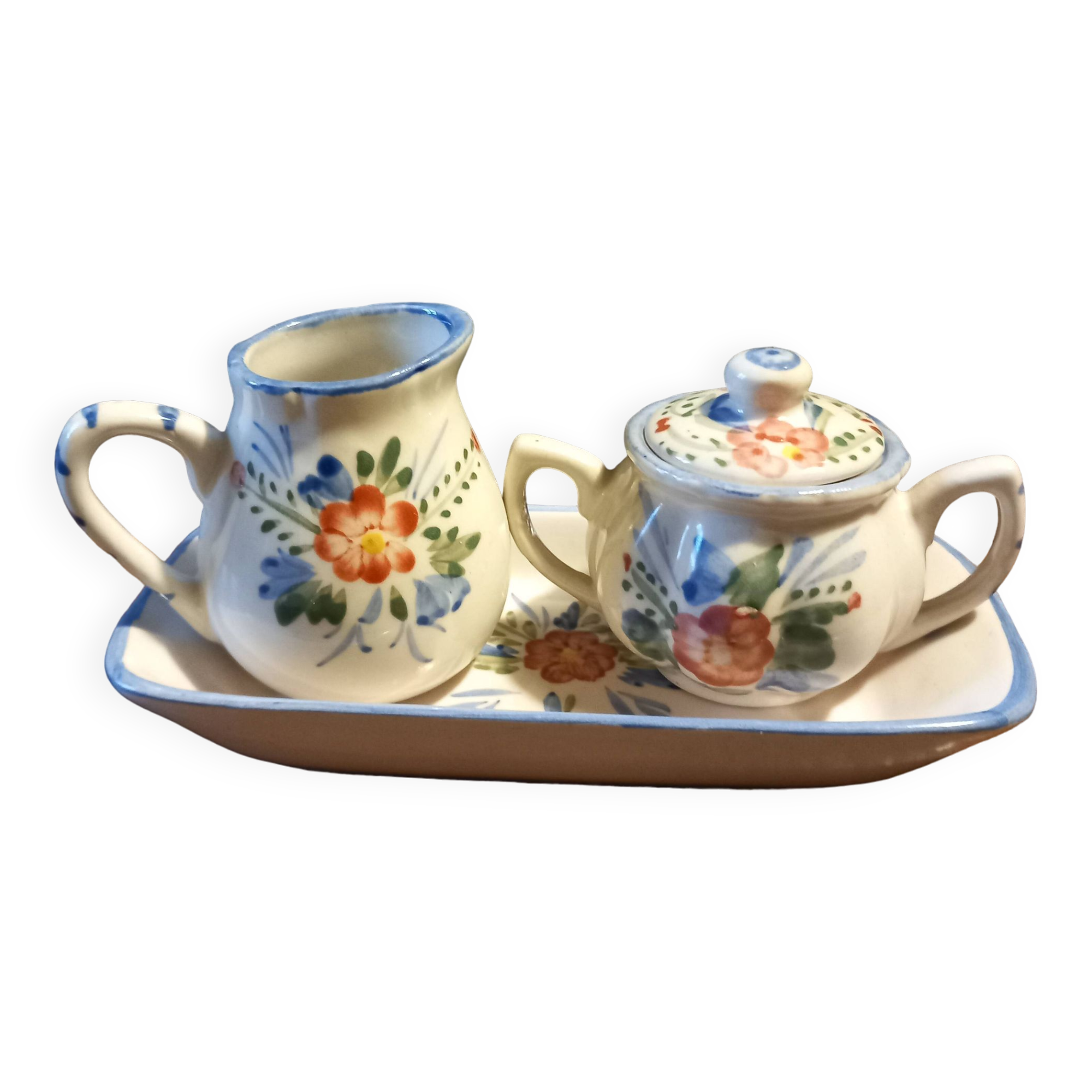 Ceramic dinette - Sugar bowl, creamer, dish set.