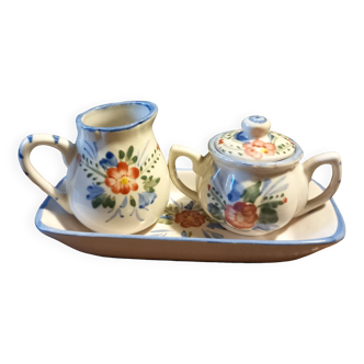 Ceramic dinette - Sugar bowl, creamer, dish set.