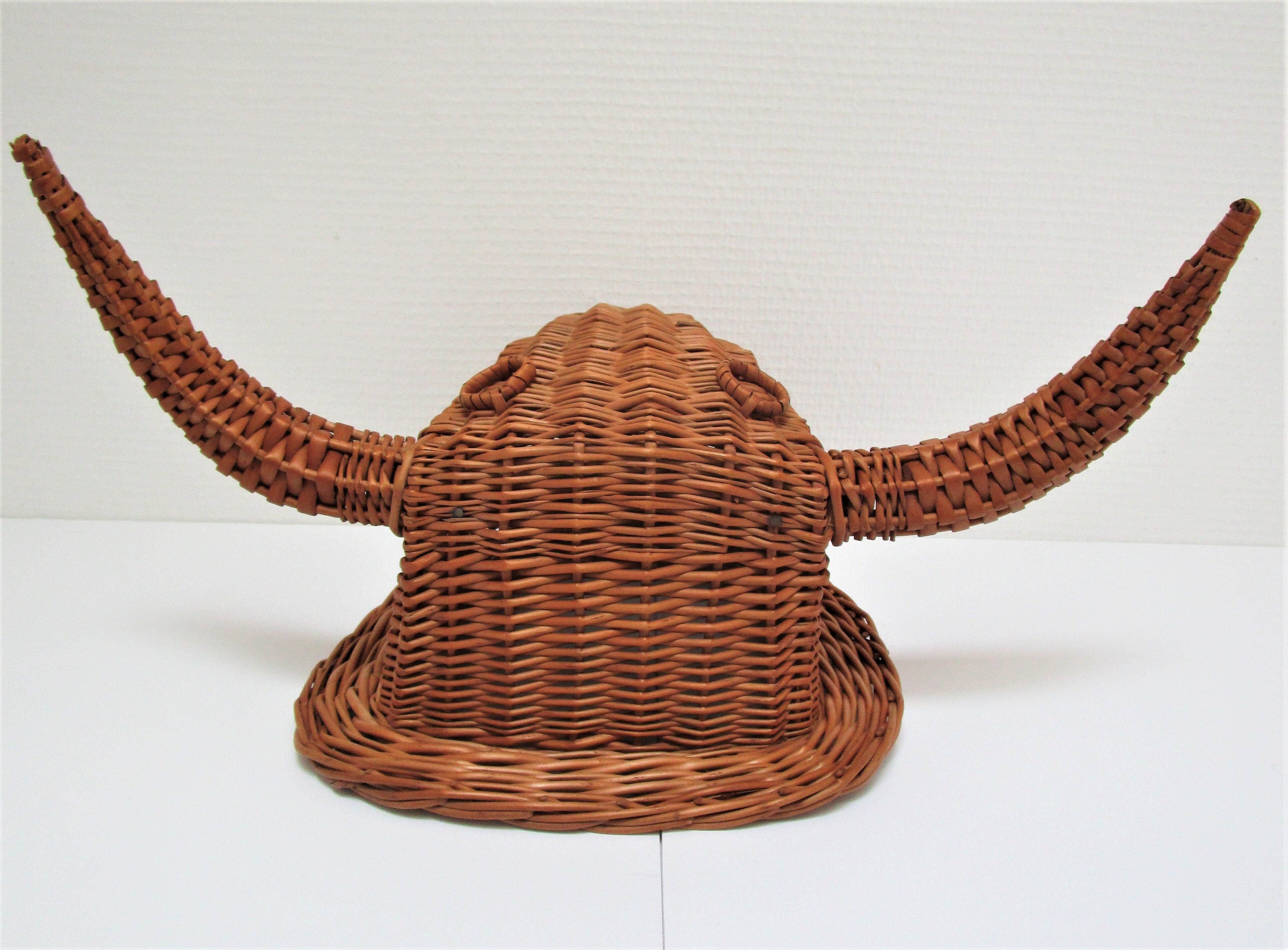 Bull head minotaur wicker vintage 60s-70s