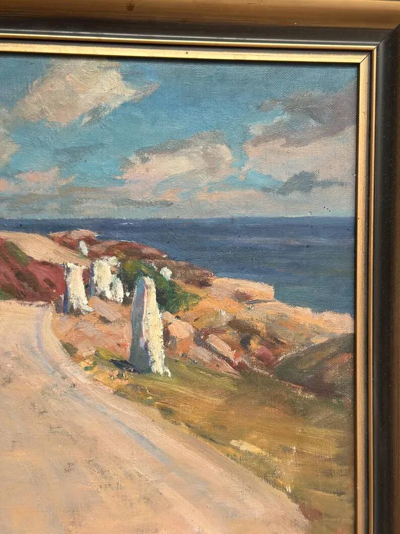 Original Swedish Oil on Canvas – “The Way” by Aksel G Knůdsen – Signed, Vintage & Framed – 52 x 45 cm (24" x 20")