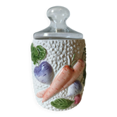Old storage jar/sweet jar in majolica - vegetable decoration