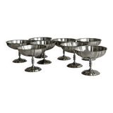 8 very large stainless steel footed bowls