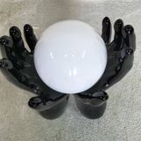 Black and white opaline hand lamp.