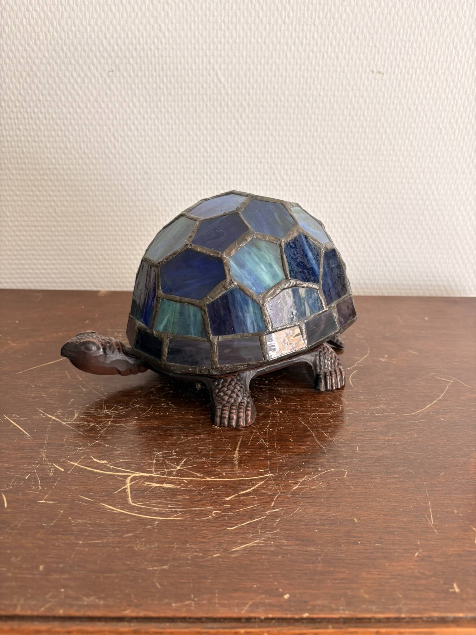 Turtle Glass Table Lamp with Enamel Stained Glass Tiffany Art Nouveau Style