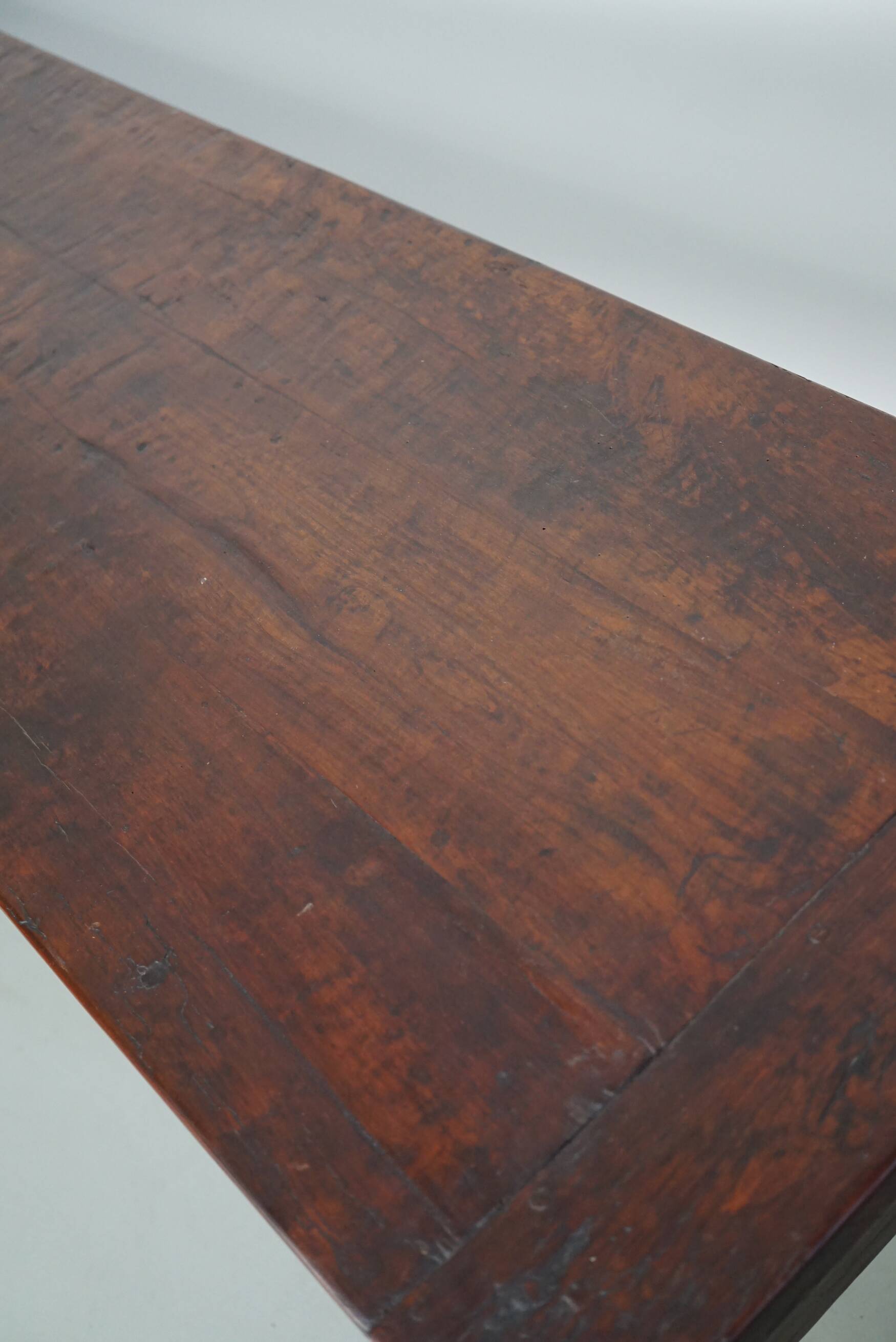 Vintage Large French Teak Rustic Colonial Farmhouse Side Table