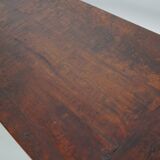 Vintage Large French Teak Rustic Colonial Farmhouse Side Table