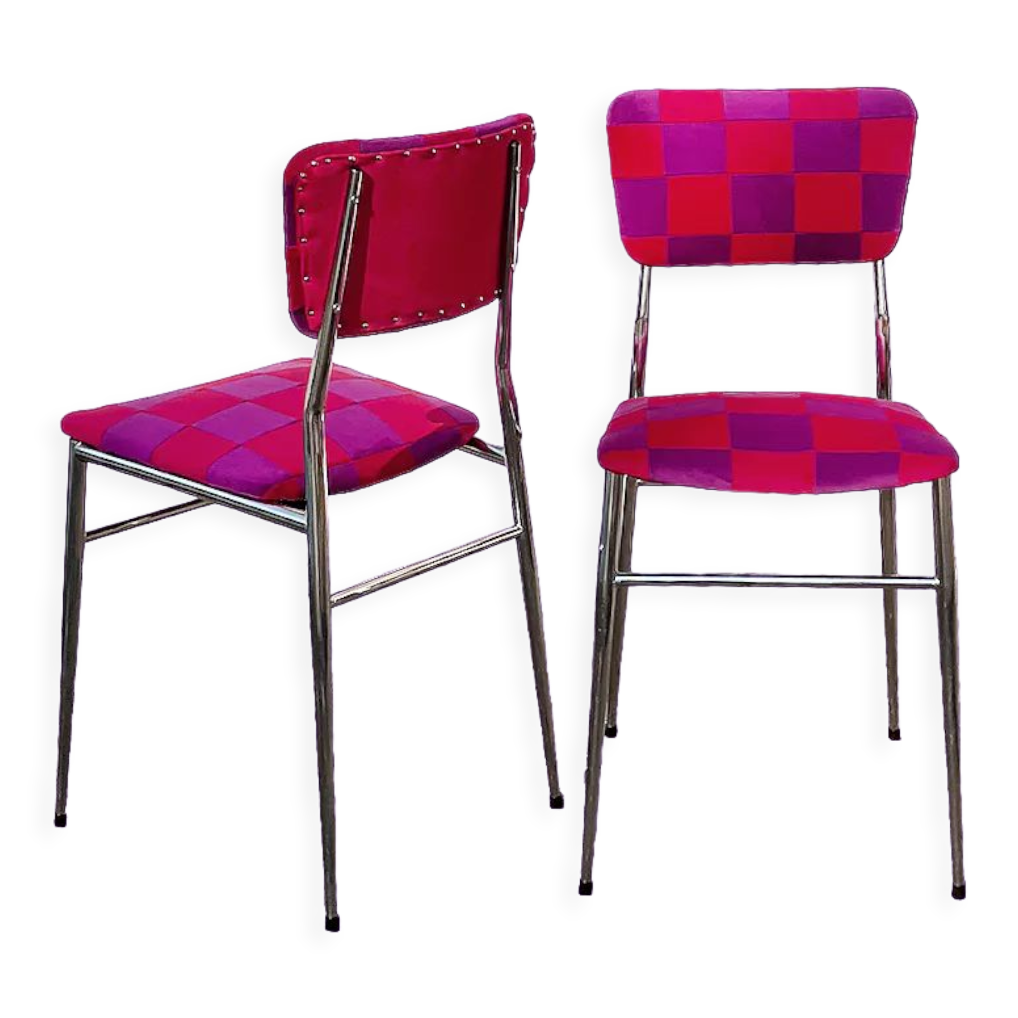 Duo of patchwork chairs checkerboard