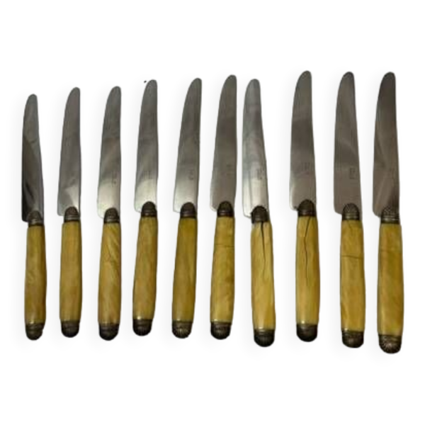 11 couteaux bakelite et argent début 20e