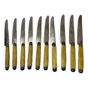 11 bakelite and silver knives early 20th