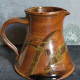 Pottery pitcher of La Borne in glazed stoneware art populaire