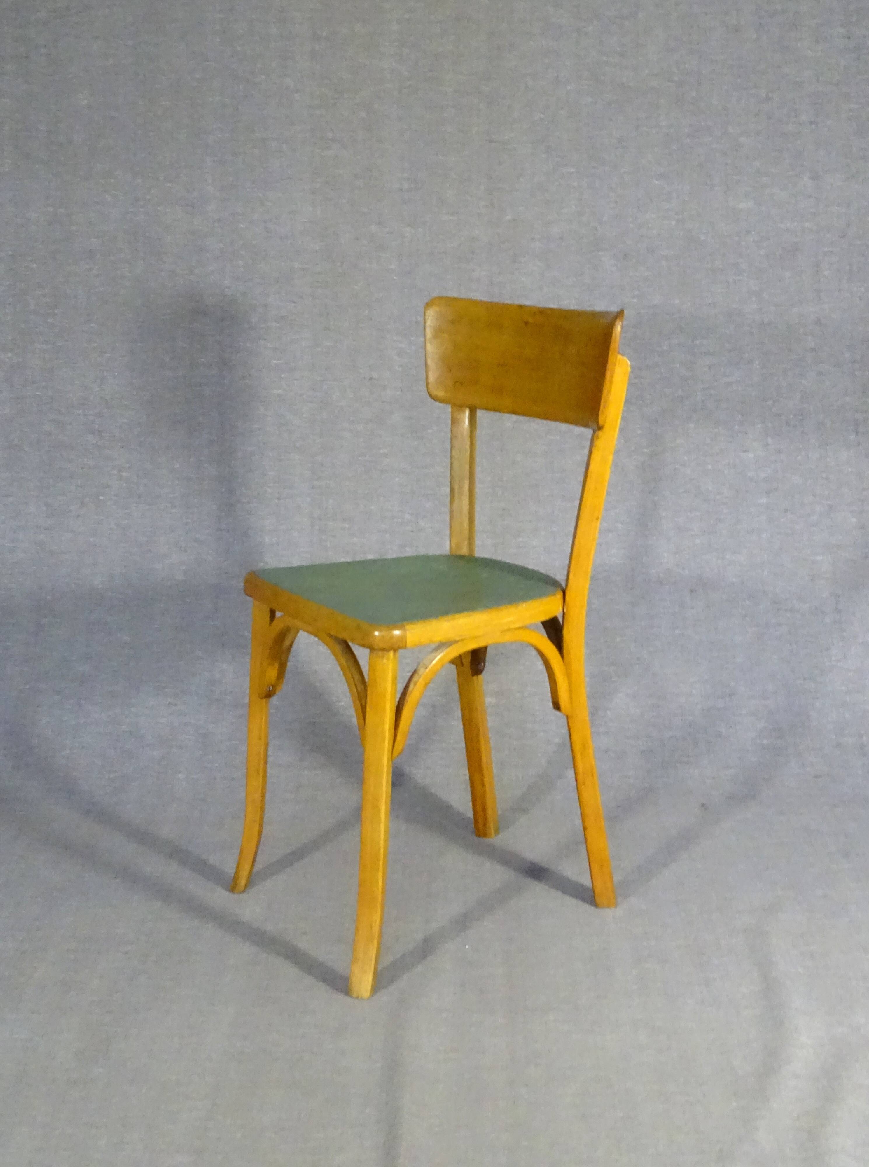 Set de 4 chaises Baumann 1955, cuisine - bistrot, assises linoléum