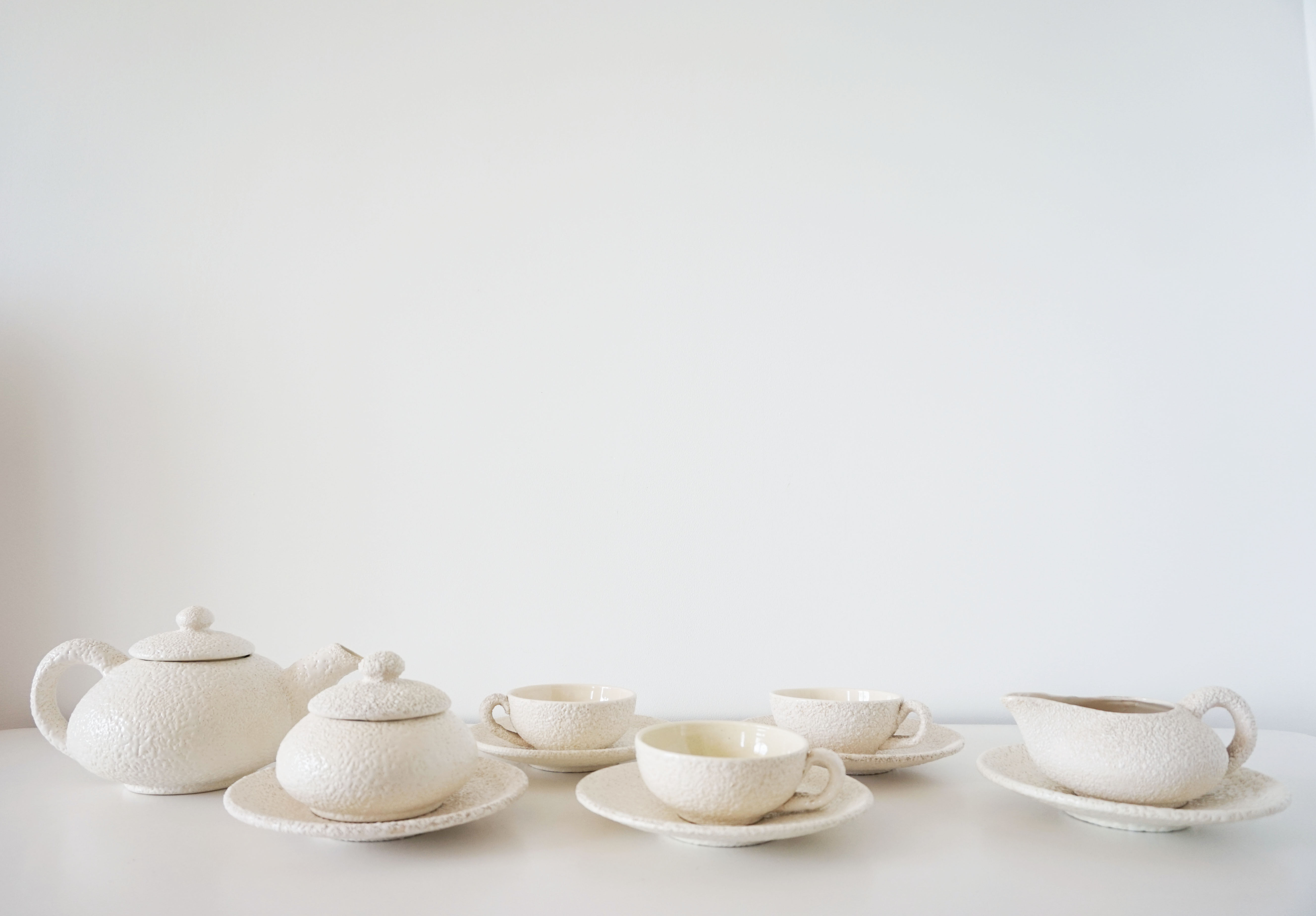 White ceramic coffee or tea set