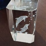 Presse-papier dauphins en verre
