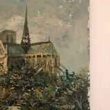Oil on canvas representing Notre-Dame de Paris post-impressionist