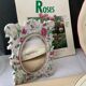 Antique porcelain mirror pink pattern