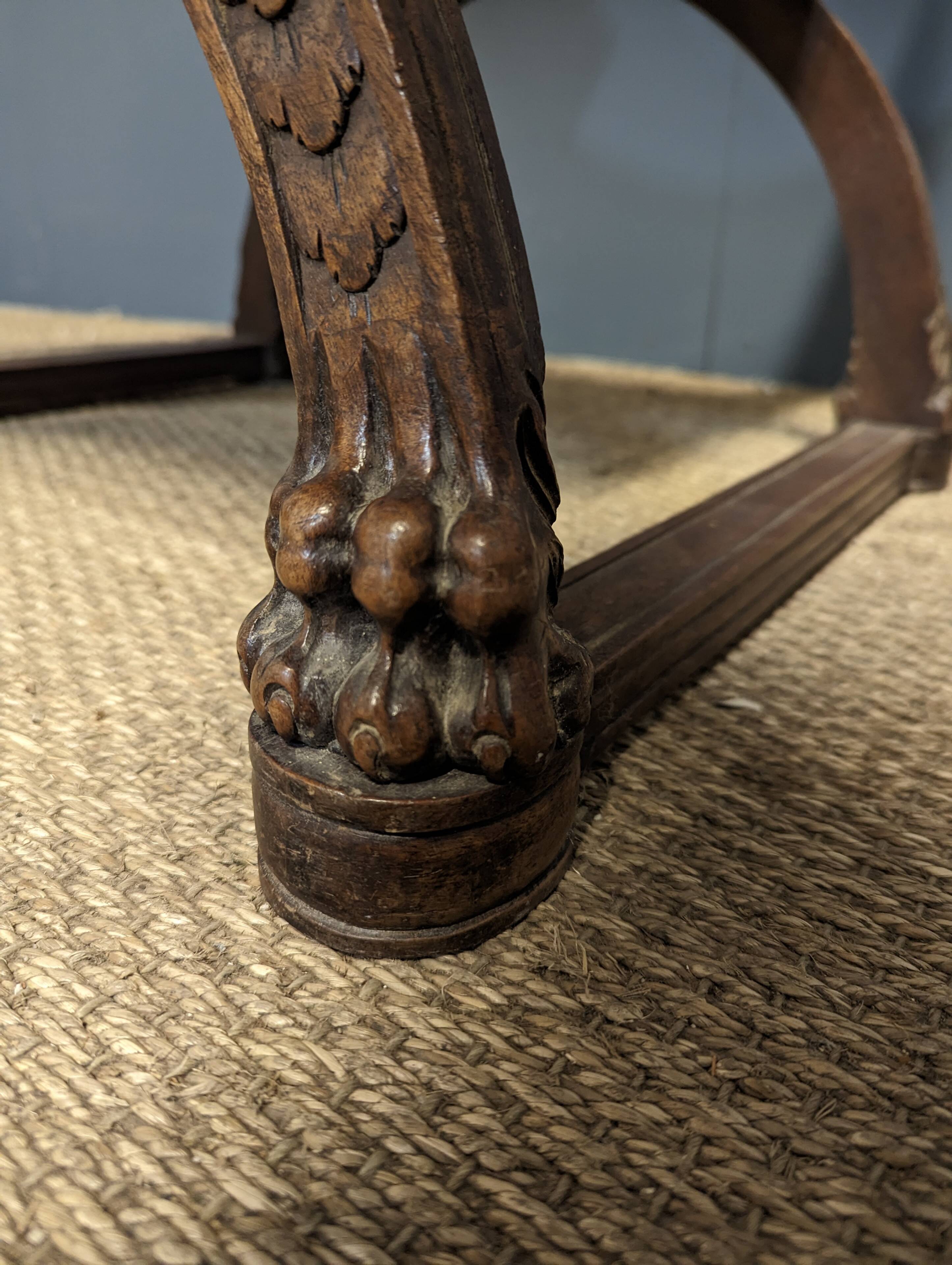 Pair of Renaissance style walnut armchairs