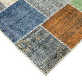 Tapis de patchwork turc surteint fait à la main 205 cm x 300 cm
