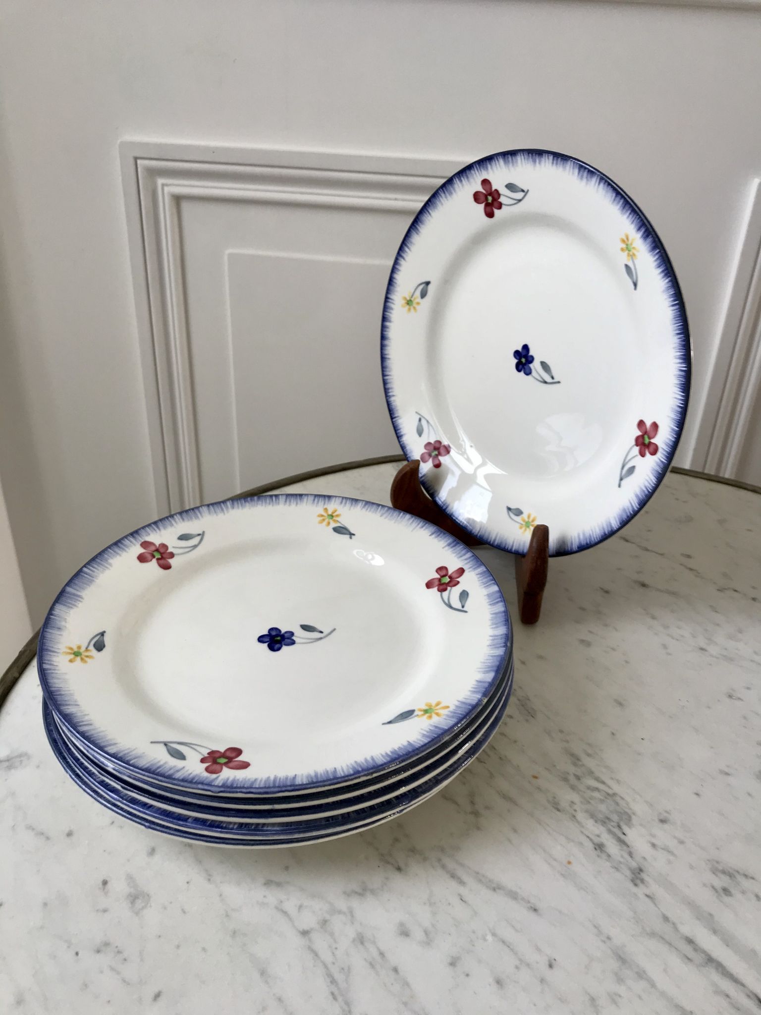 Set of 6 dessert plates Digoin Sarreguemines, years 30-40